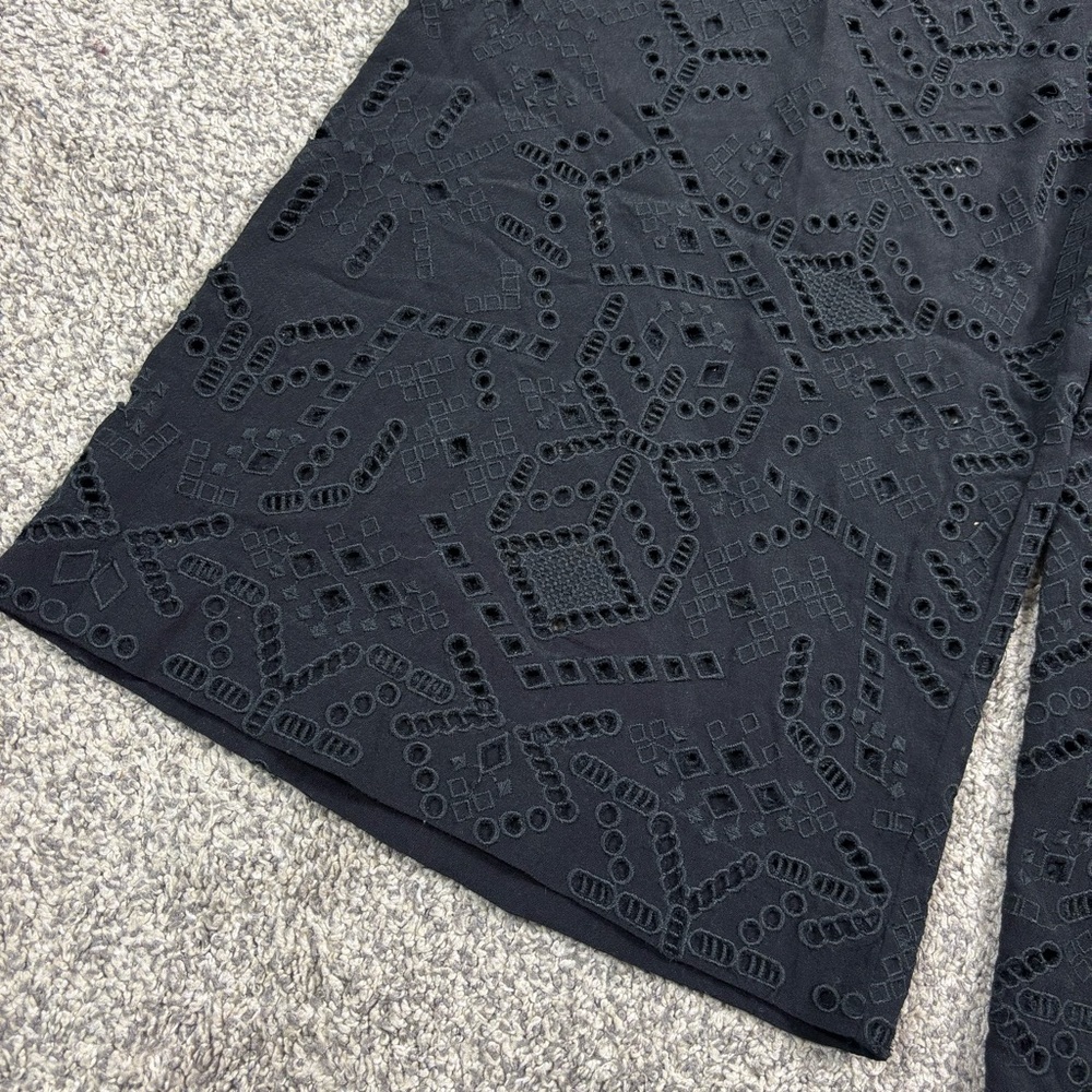 Theory Alkes‎ Ghost Embroidered Placed Eyelet Wide Leg Crepe Pants Size S - Picture 5 of 9